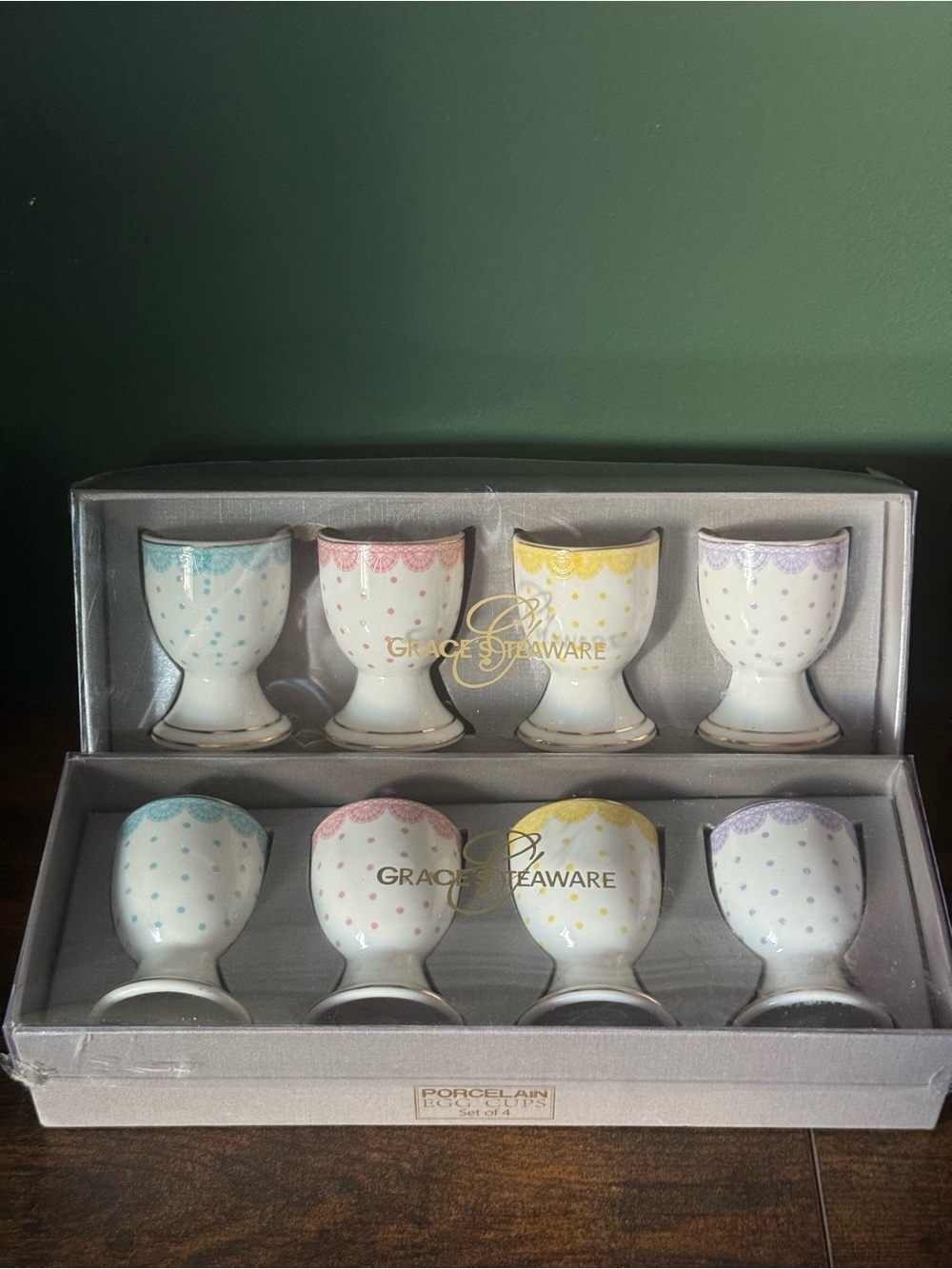 Grace Tableware Polka Dot Porcelain Egg Cups - Multicolor 2 sets of 4 2017